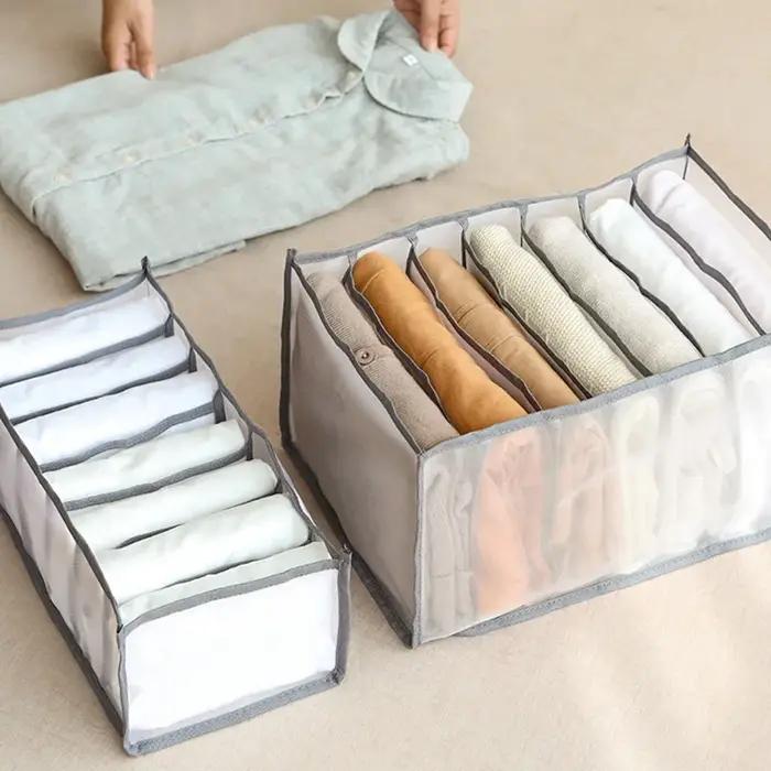 Boîte de rangement pour jeans à 7 grilles, placard, garde-robe, compartiments pour vêtements, tiroir