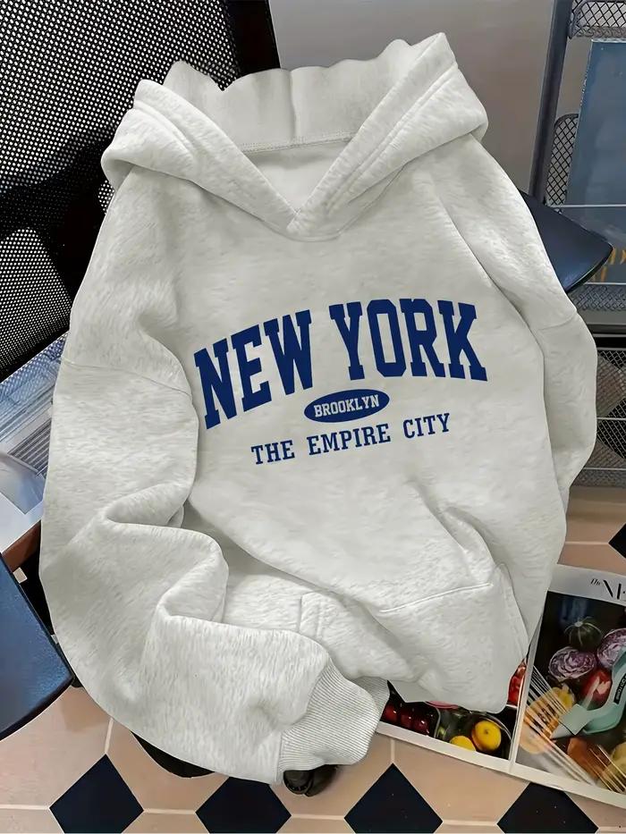 Sweat à capuche ample pour femme, motif lettres, style décontracté, motif géométrique, col à capuche