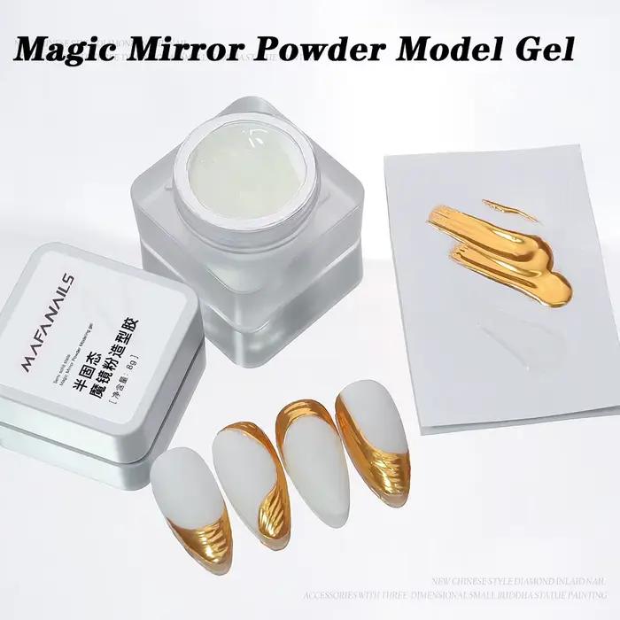 Poudre de miroir magique semi-solide, Gel de modélisation 3D, photothérapie transparente, colle pour