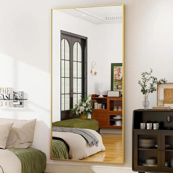 Miroir rectangulaire Extra Large suspendu ou incliné en alliage d'aluminium, cadre fin, Dressing au