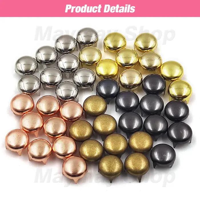 Rivets à quatre griffes 6-12mm, 100 pièces, goujons à pointes rondes, Rivets pyramidaux pour l'artis