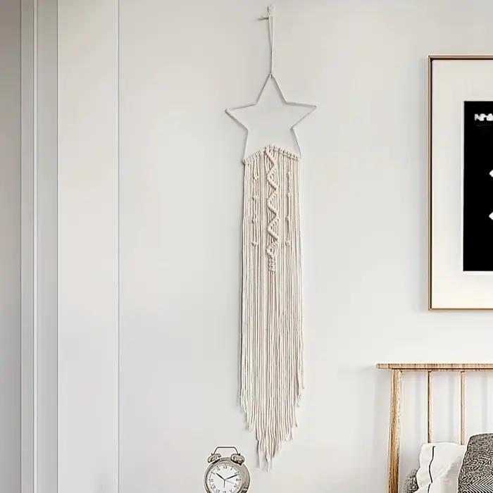 Pendentif tissé étoile et lune, décoration d'intérieur, pendentif de chambre à coucher, cadeau de va