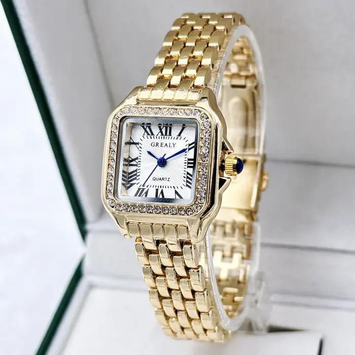 Nouvelles femmes montre lumière marque de luxe affaires or acier inoxydable dames mode montres à Qua
