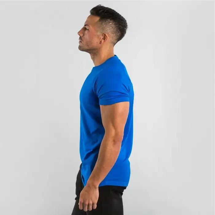 Marque vêtements de sport fitness t-shirt hommes mode sport d'été à manches courtes t-shirt coton mu