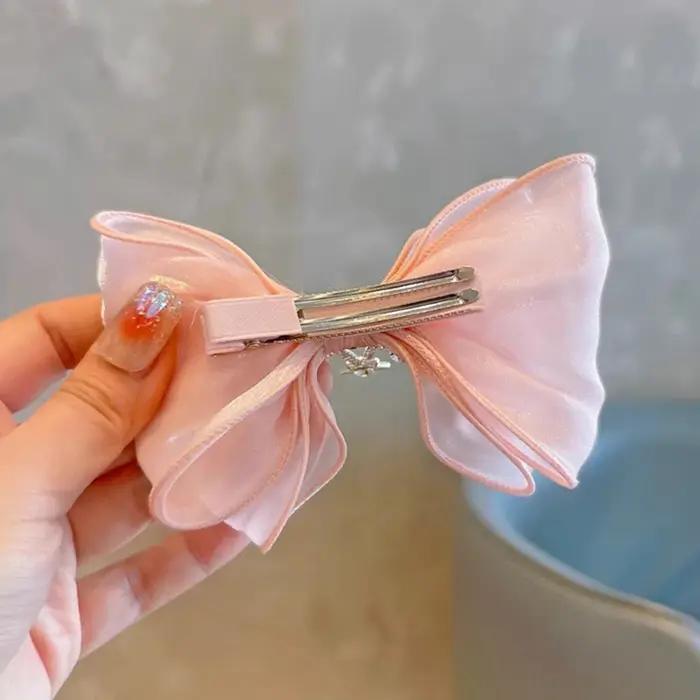 Épingles à cheveux princesse gros nœuds pince à cheveux enfants couronne ruban bec de canard pince f