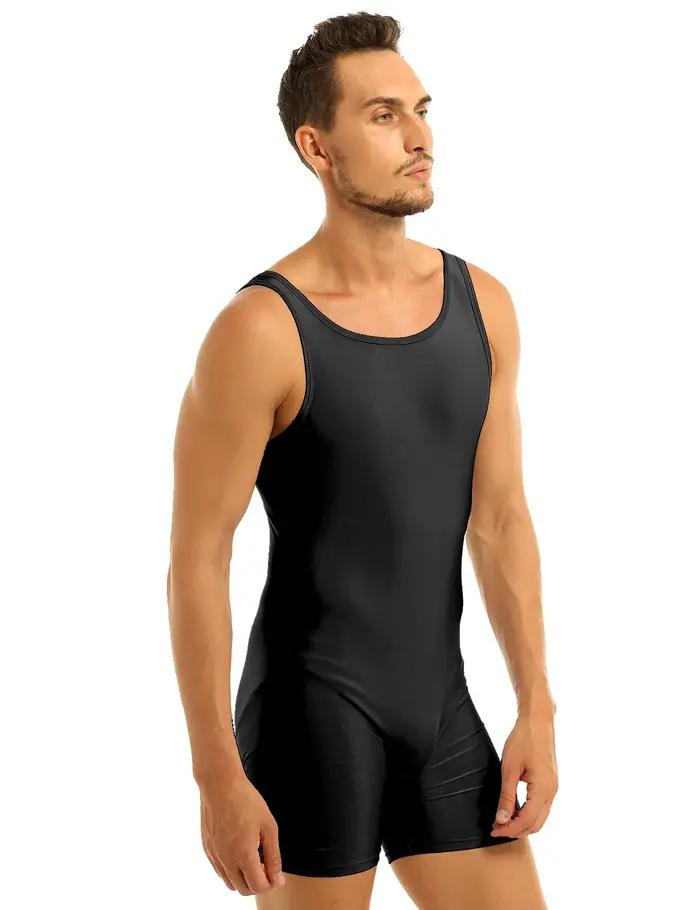 Maillot de bain doux pour hommes - Justaucorps extensible pour le sport, la gymnastique et le yoga