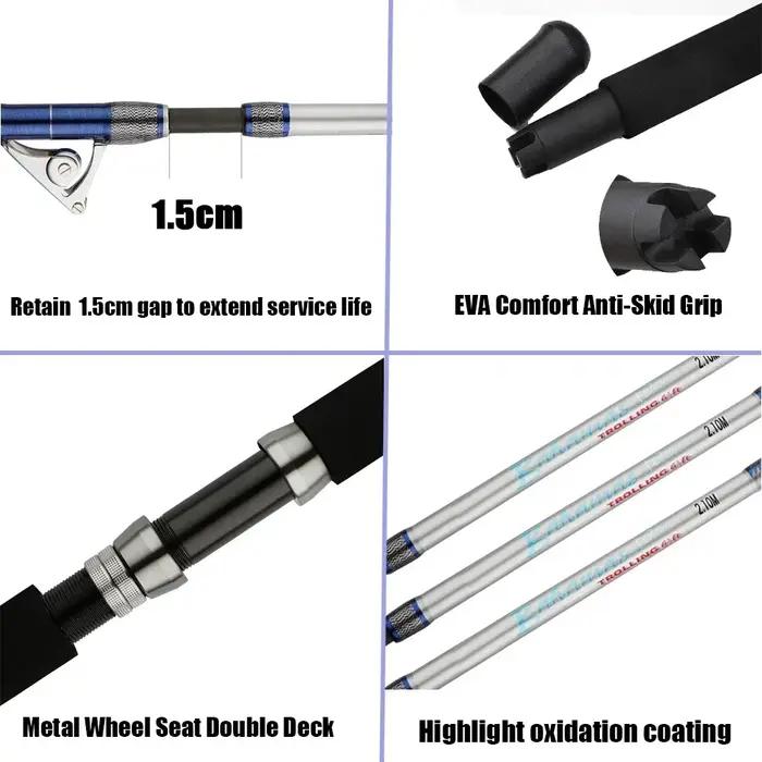 1.98 M 2.1 M filature d'eau salée grand jeu canne à pêche 50 kg 2 pièces canne à pêche à la traîne e