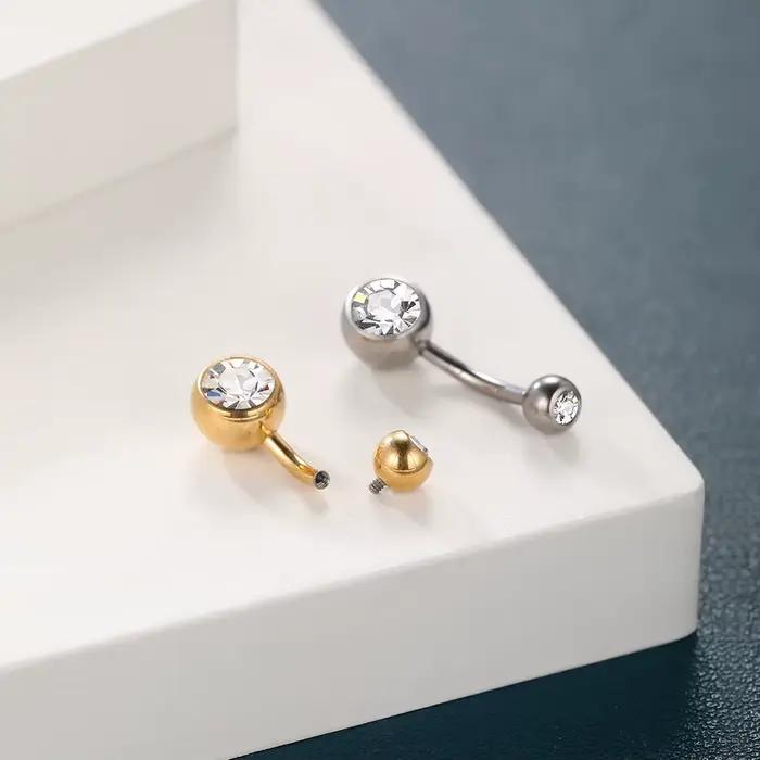 10 pièces/lot G23 titane nombril anneaux cristal nombril haltère anneaux ventre Piercing bijoux pour