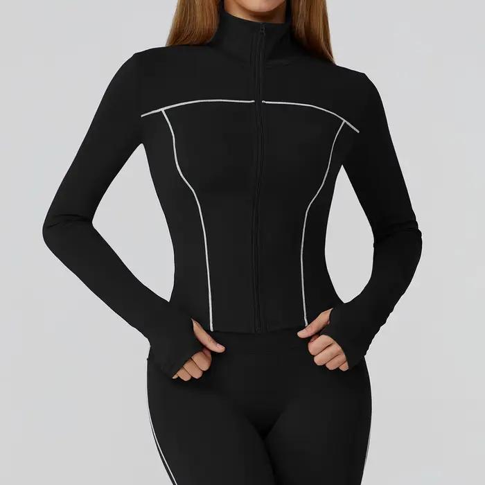 Vêtements de Yoga femmes veste de Sport course chemise à manches longues vestes de Sport haut mantea