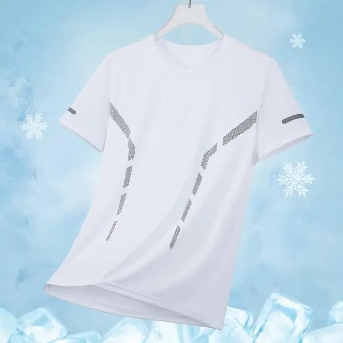 Hommes course T-shirt respirant Stretch haut d'été gymnase Fitness course mince à manches courtes vê