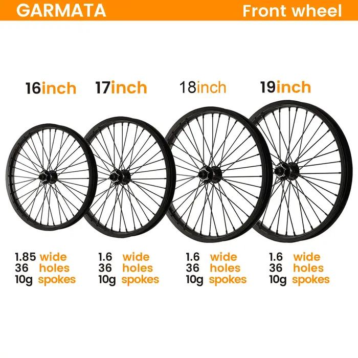 Roue avant vélo GARMATA 17 19 pouces largeur 1.6 36 trous rayons 10g moyeu 110x20mm