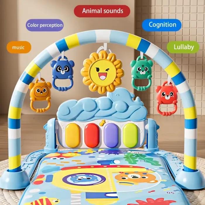 Tapis de jeu pour bébé, 1 ensemble de tapis rampant pour activités de fitness pour bébé avec jouets suspendus, tapis de jeu musical éducatif, vacances parfaites et B