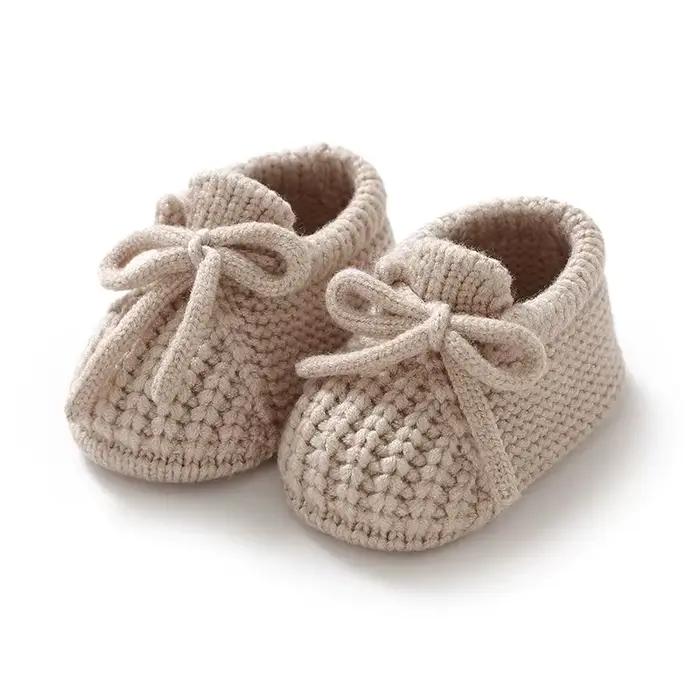 Chaussures de bébé tricotées pour nouveau-né de 0 à 18 mois, accessoires de vêtements chauds pour no