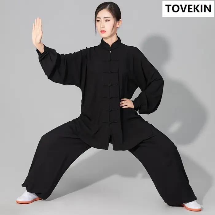 Costume Tai Chi Kung Fu en coton doux pour hommes et femmes, uniforme d'arts martiaux, veste et pant