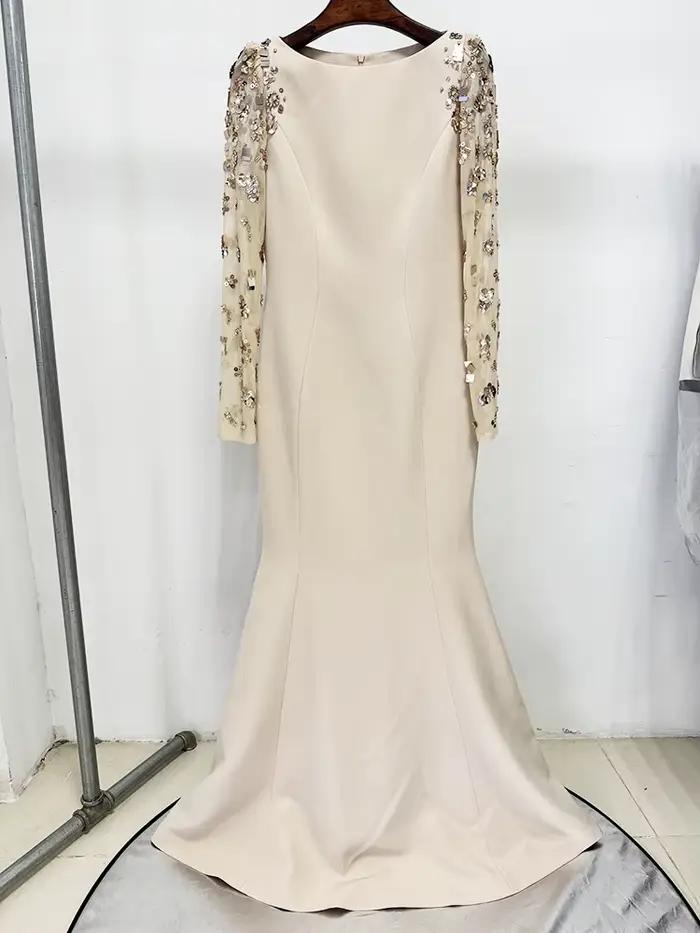 HIGH STREET Nouvelle Collection 2026 Robe Longue de Soirée Designer pour Femme, à Manches Longues, e