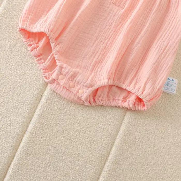 Combinaison pour nouveau-né 0-2 ans, été 2026, adorable barboteuse en gaze de coton 100% à motif fra