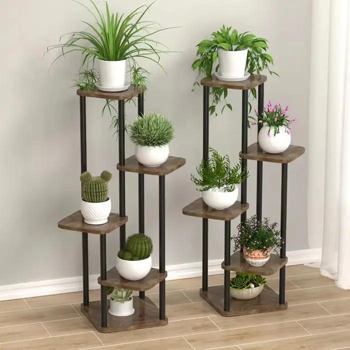 Support de plante pour fleurs, étagère de rangement en bois, étagère à fleurs à 4/5/6 niveaux, jardi