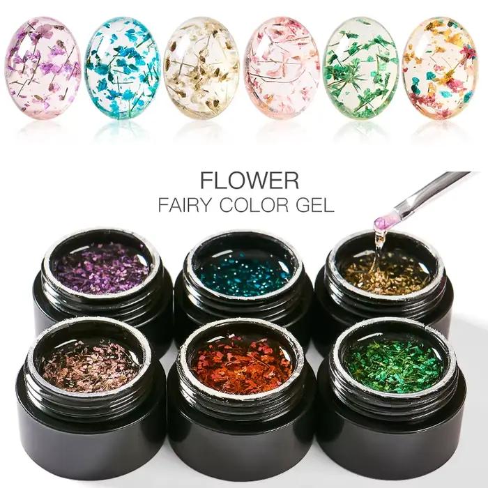 MEET ACROSS 5ml rose fleur séchée Gel vernis à ongles fleur naturelle fée Nail Art Gel tremper UV LE