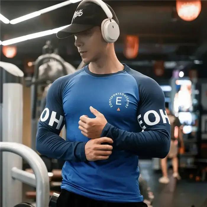 T-shirt de basket-ball pour hommes, chemise de Sport et de Fitness, à manches longues, séchage rapid