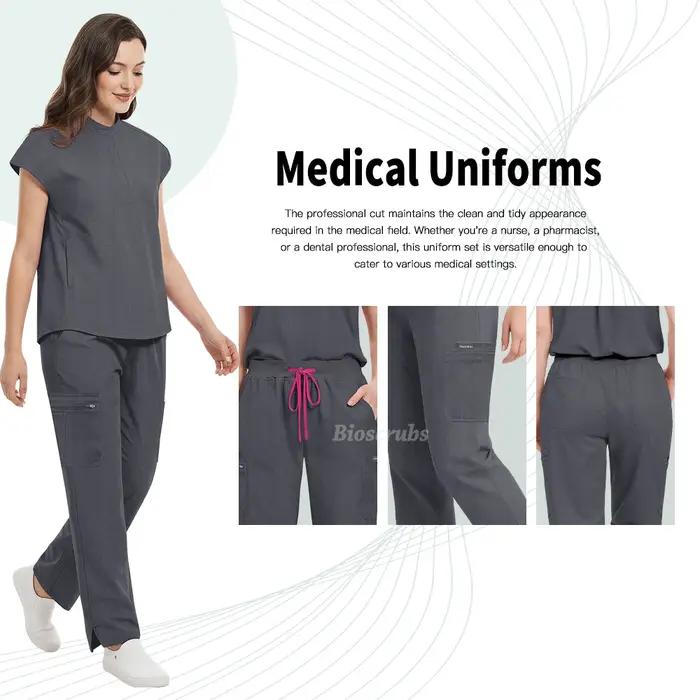 Ensemble de vêtements de travail de haute qualité pour techniciennes de beauté et professionnelles de la santé blouse et pantalon d'hôpital d'été uniforme chirurgical avec poche pour soins médicaux et beauté