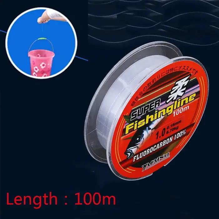 Ligne de pêche monofilament invisible en nylon à revêtement fluorocarbone, fil de 100m, pour pêcher