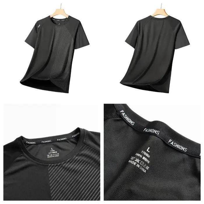 T-shirt d'été pour homme léger, respirant, tendance, tie-dye, en soie glacée, pour la course à pied,