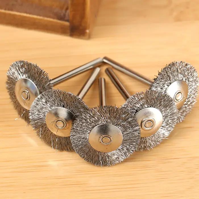 Jeu de brosses à roue métallique en acier inoxydable, 25mm, pour Mini perceuse, meuleuse, outils rot