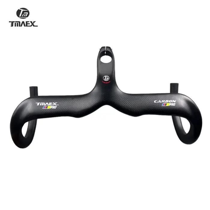 TMAEX-Guidon de vélo en carbone, ultraléger, guidon et potence intégrés, pièces de vélo de route, 3K