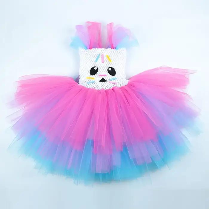 Gabby Costume de maison de poupée pour filles dessin animé gâteau chat Tutu robe de princesse 3 couc