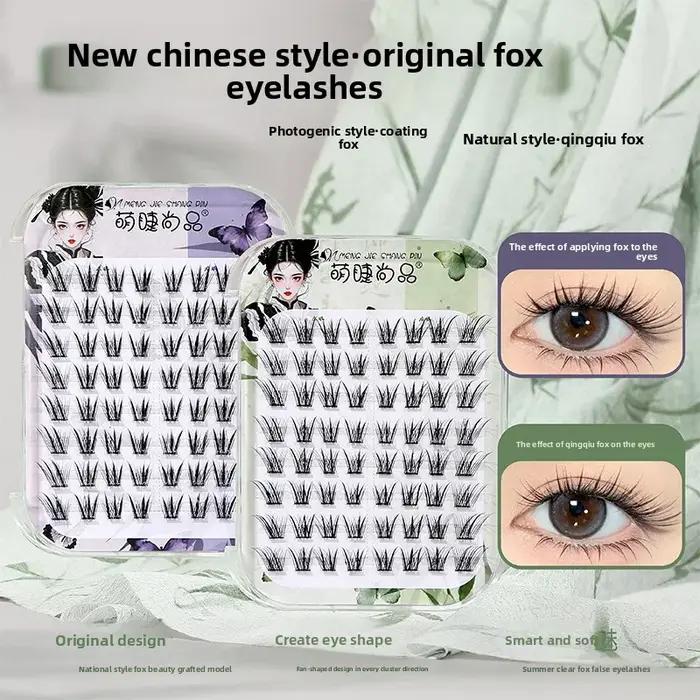 Faux-cils auto-adhésifs sans colle, naturels, volumineux, moelleux, ailés, Style renard, chinois, po