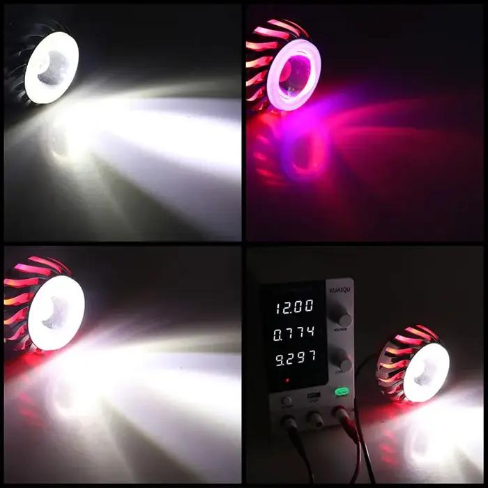1 pièces voiture moto phare LED ange diable yeux phare projecteur lentille haut/bas faisceau strobos