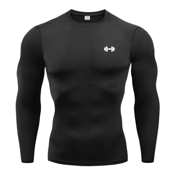 T-shirts de Compression hommes printemps à manches longues vêtements de Sport entraînement exercice