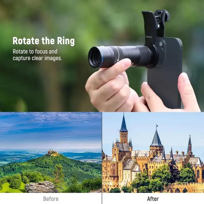 NEEWER – téléobjectif de caméra de téléphone 400mm, avec Clip d'objectif fileté de 17mm, Distance de