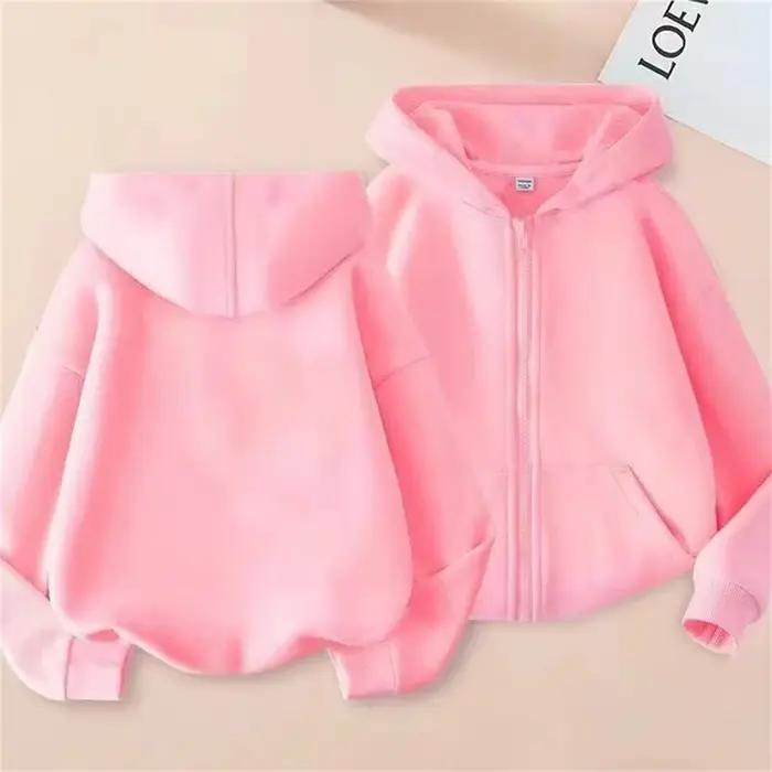 Enfants mode fermeture éclair style vêtements garçons sweat à capuche pour filles hauts printemps au