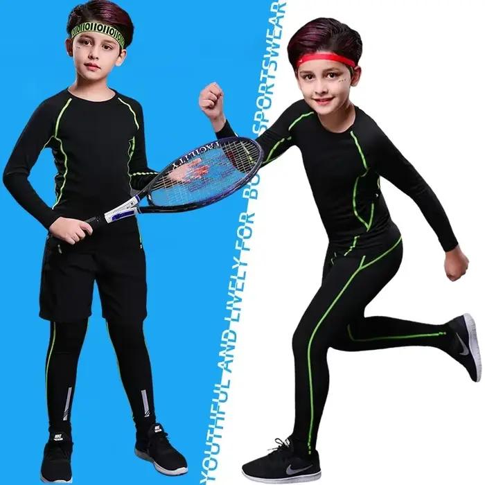 Enfants Compression course basket-ball vêtements de sport pantalons chauds hauts sous-vêtements jeun