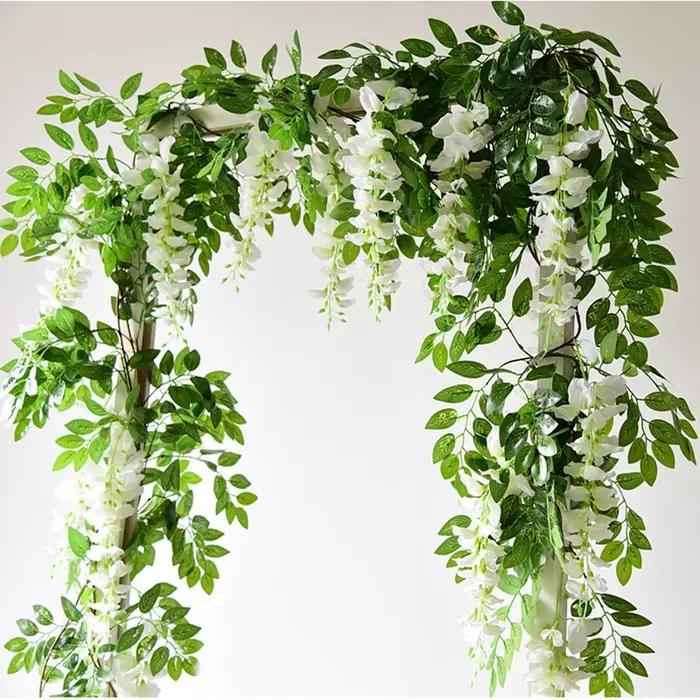 7ft 2m fleur chaîne artificielle glycine vigne guirlande plantes feuillage extérieur maison traînant