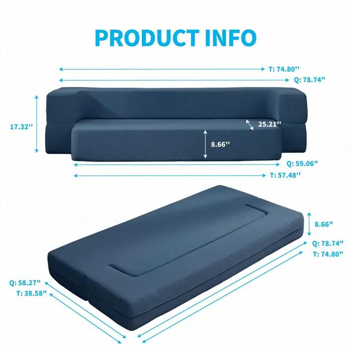 HORGgland-Canapé-lit pliant O, lit en duvet, chaise de couchage, matelas en mousse, lit jumeau