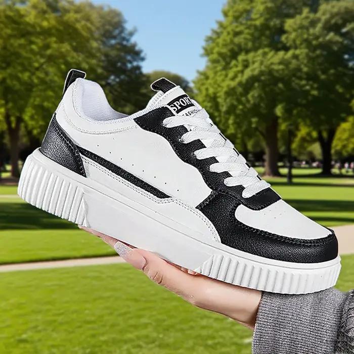Mode femmes chaussures décontractées respirant marche chaussures plates baskets blanc chaussures fem