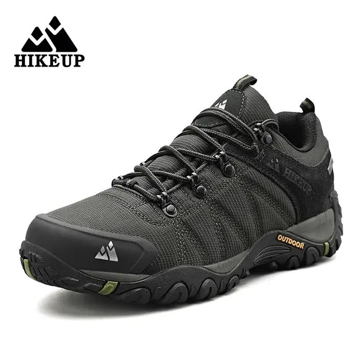 HIKEUP-Chaussures de randonnée en cuir véritable pour hommes, chaussures d'escalade à semelle en cao