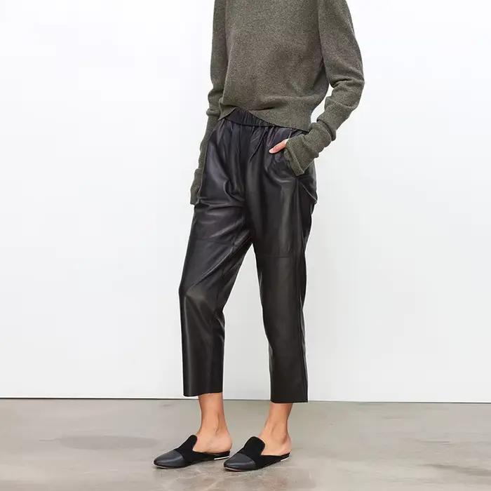 Nouveauté 2026 : Pantalon Streetwear Grande Taille Y2K en Cuir Véritable, Pantalon Harem Femme en Pe