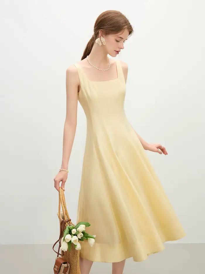 FSLE – robe sans manches pour femmes, coupe tridimensionnelle, taille haute, amincissante, à bretell