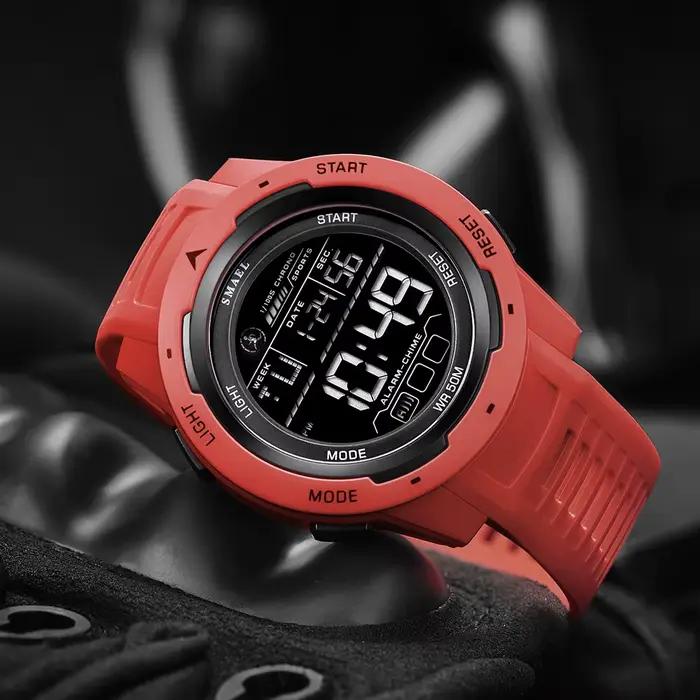 SMAEL-Montre-bracelet numérique étanche à LED pour homme, chronomètre lumineux, montres de sport, 50m, 8105