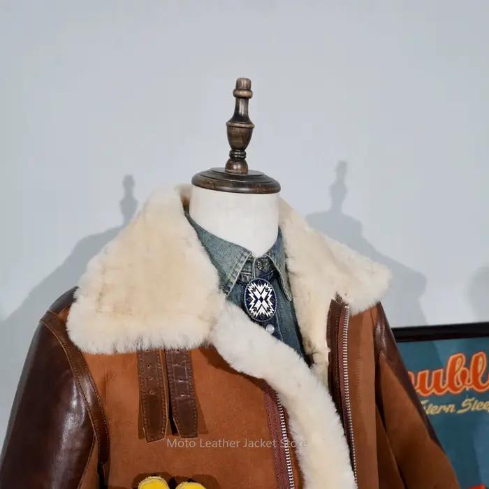 Nouvelle Collection 2026 – Blouson Classique General Barton B3 en Cuir de Cheval avec Manches en Pea