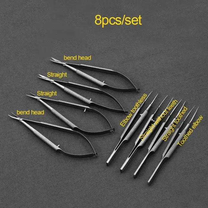 12,5 cm, acier inoxydable, instrument, ensemble, pince, aiguille, support, ciseaux, ophtalmique, ins