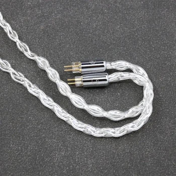 Câble d'écouteurs en paladium argent pur, 8 cœurs, 99% 7n, pour 0.78mm, 2 broches BA W4r UM3X UM3RC