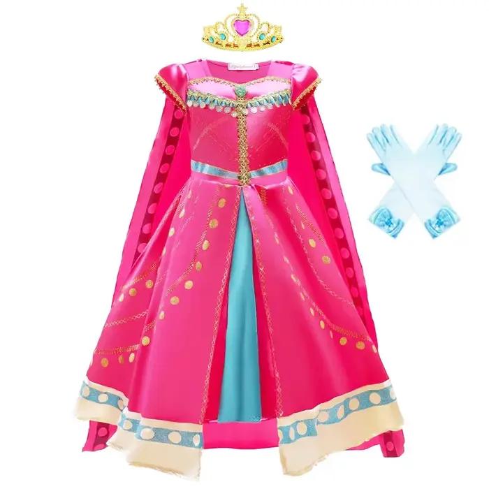 Costume de Princesse Jasmine Aladdin pour Fille de 4, 5, 6, 7, 8, 9 et 10 Ans, Tenue de Cosplay Arab