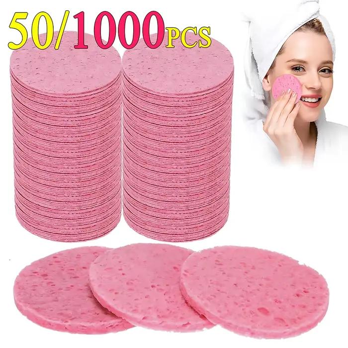 50-1000 pièces compresser visage lavage bouffée pâte de bois naturelle éponge visage lavage bouffée