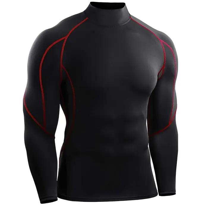 T-shirt de course à manches longues pour hommes, vêtements de sport, survêtement élastique Rashgard,