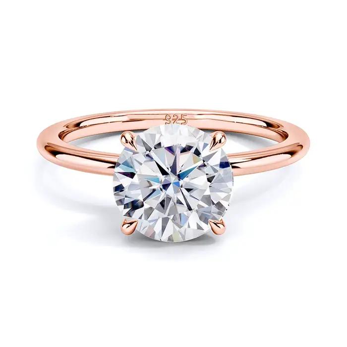 Szjinao – bague en Moissanite couleur D, 1ct, 2ct, 3ct, 5ct, en or Rose pour femmes, bijoux de fianç