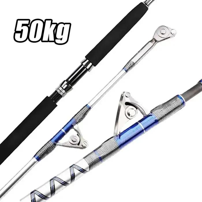 1.98 M 2.1 M filature d'eau salée grand jeu canne à pêche 50 kg 2 pièces canne à pêche à la traîne e